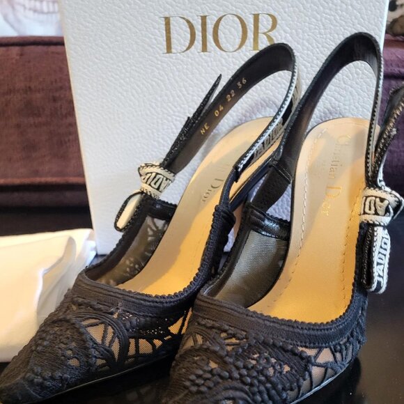 DIOR J'ADIOR Lace Mesh Slingback Pumps US Size 6.5 - Picture 1 of 10